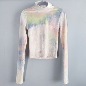 Aritzia Wilfred Free Velvet Moon Turtleneck in pastel tie dye